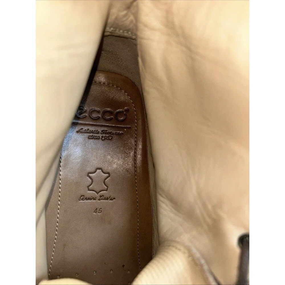 ECCO Wingtip Service Boots Mens 12 EU 45 Brown Suede Lace Up